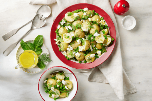 Potatoes, Peas, Mint and Feta Salad